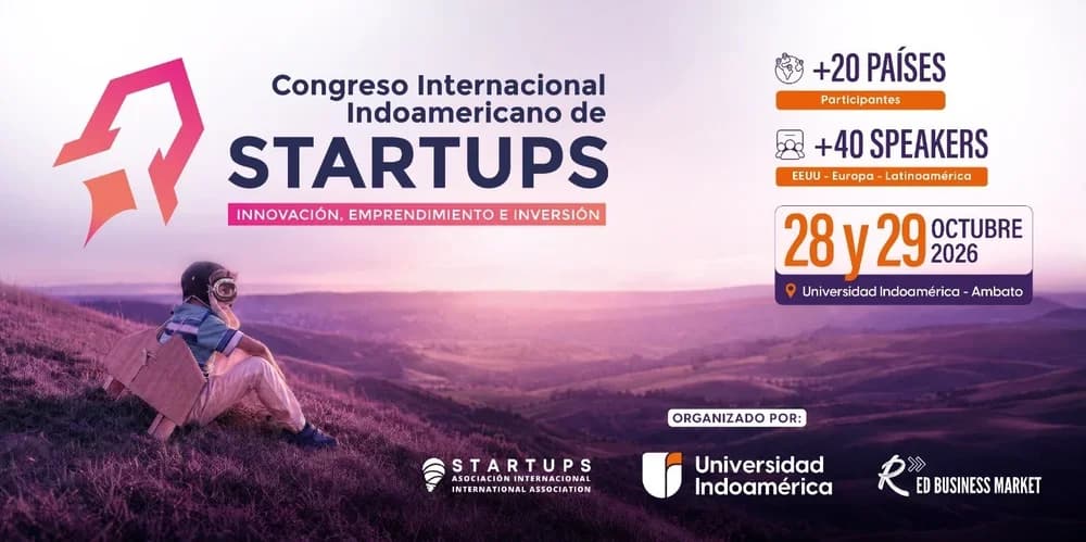 Pieza oficial del Congreso Internacional Indoamericano de Startups: 28 y 29 de octubre de 2026 en la Universidad Indoamérica, Ambato